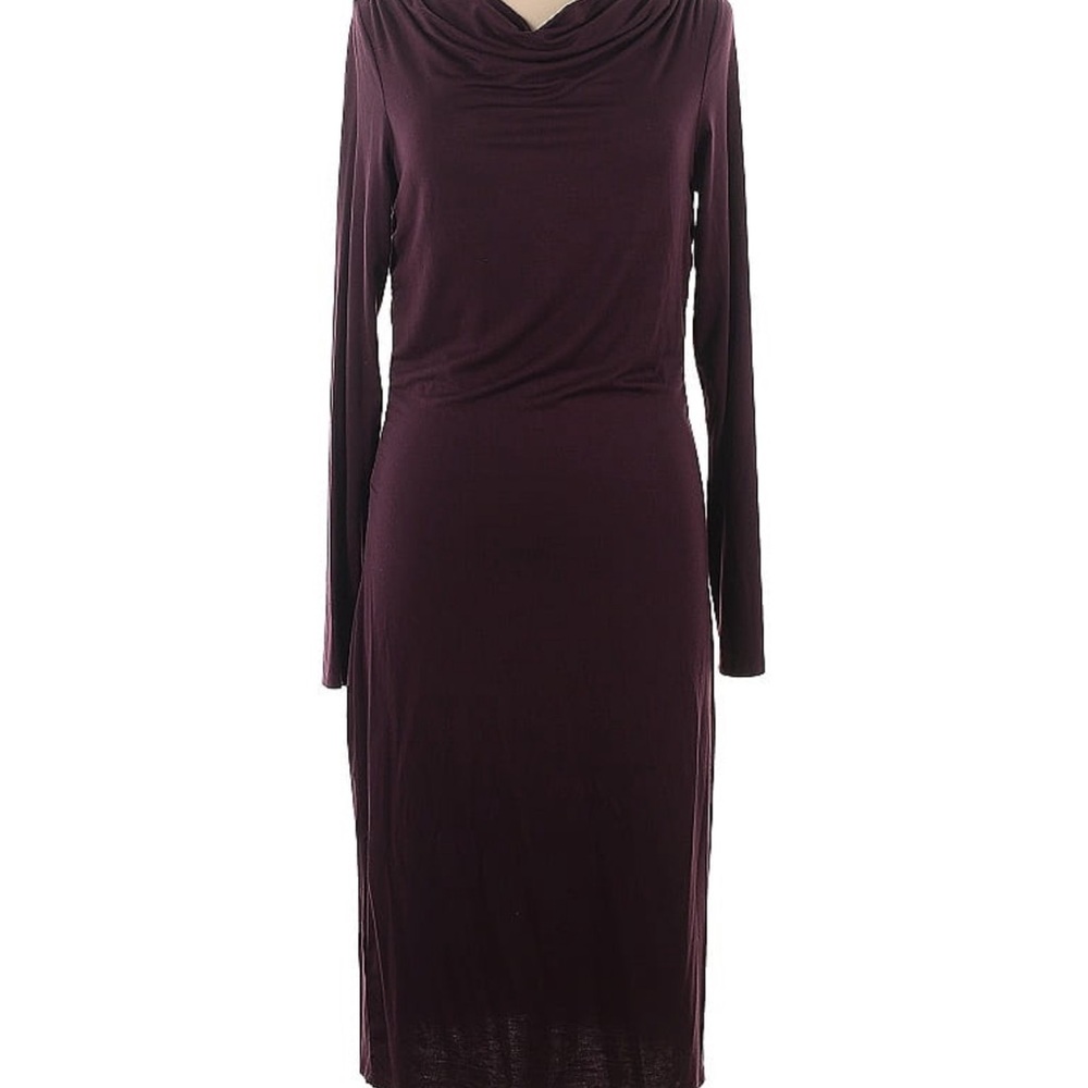 LOFT Cowl Neck Long Sleeve Ruched Jersey Deess